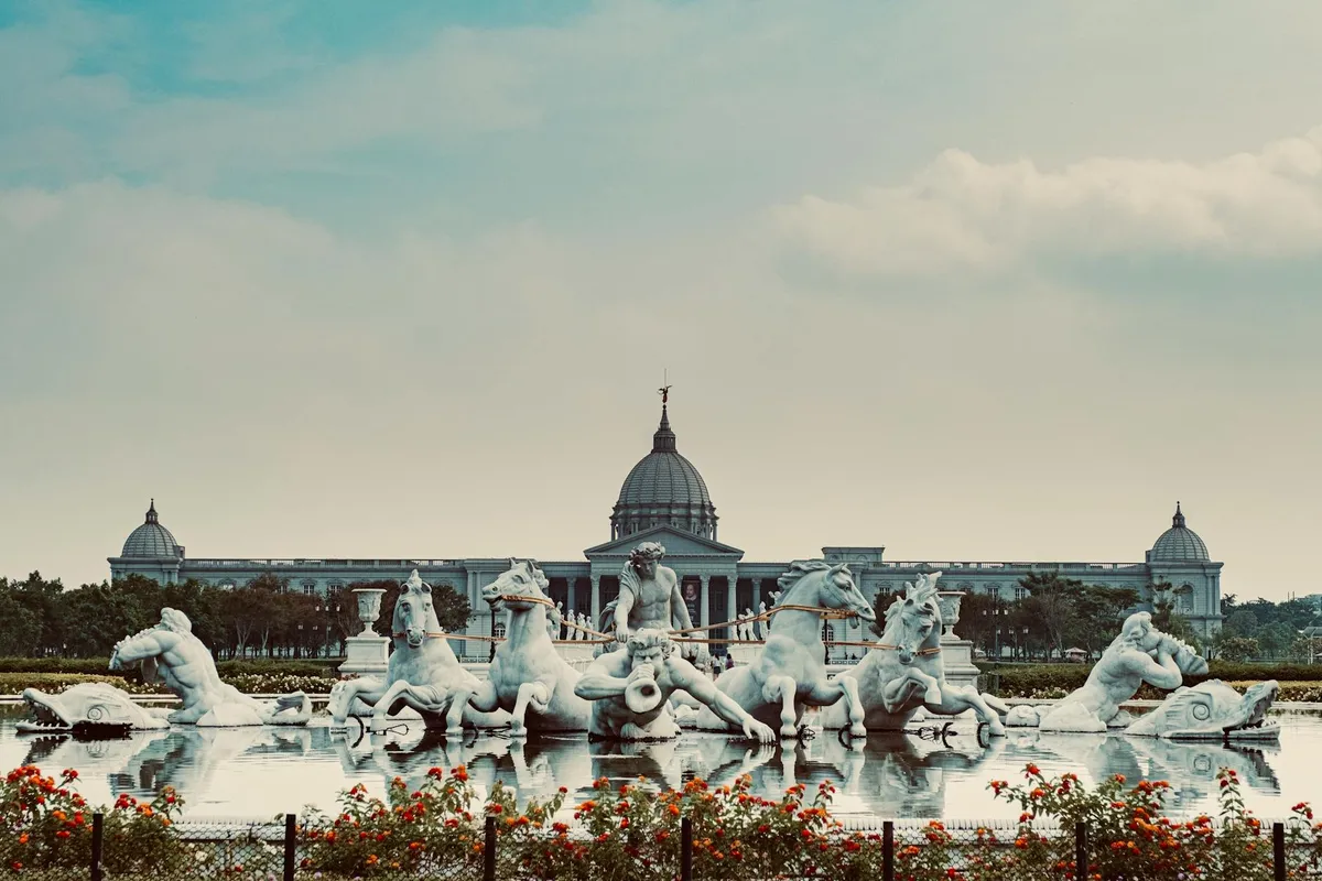 Stunning sculptures in a reflective pool at the Chimei Museum, Tainan.