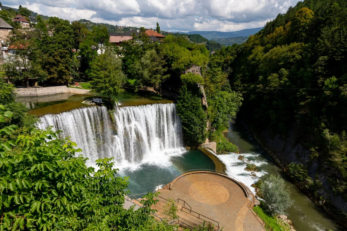 Jajce Waterfall view 1