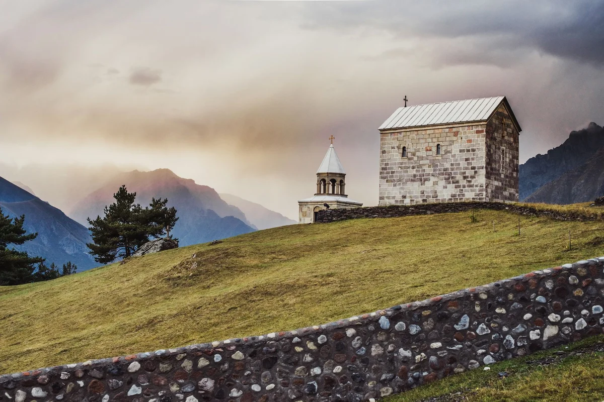 Gergeti Trinity Church view 2