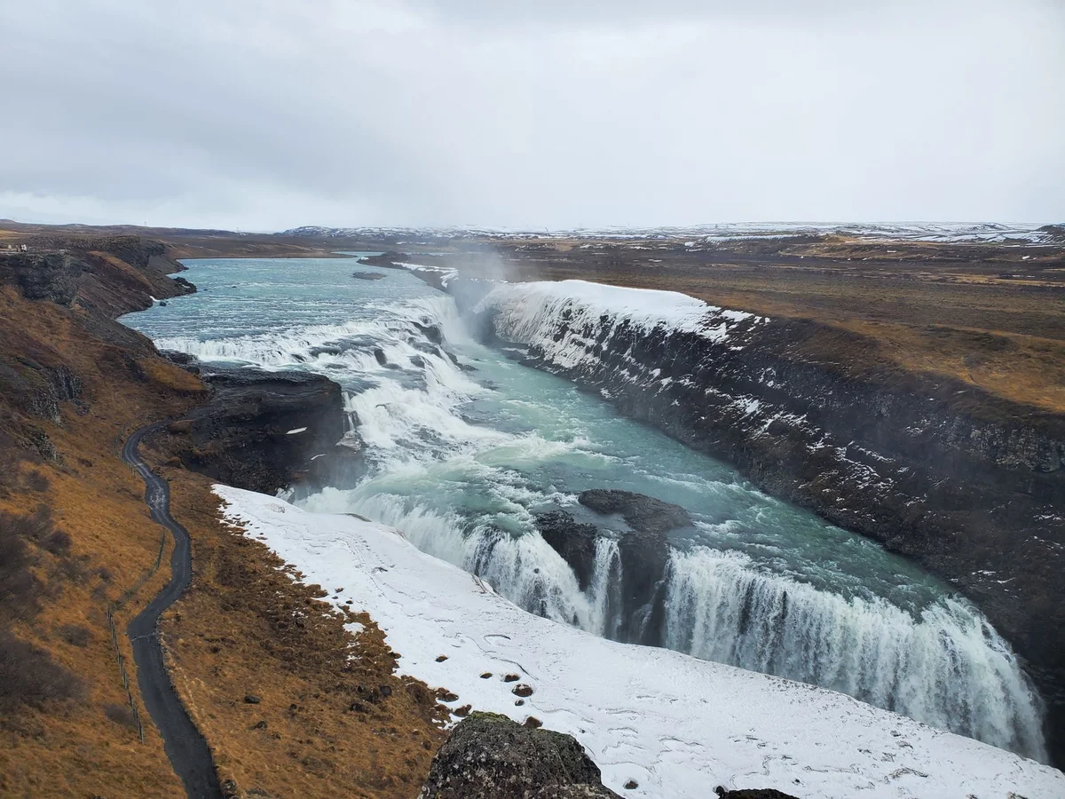 Gullfoss Waterfall view 1